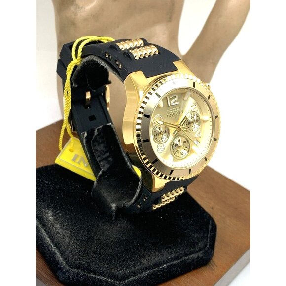 Invicta Women\'s Watch 36909 Quartz Chronograph Gold Black Rubber Band 39mm main image 10